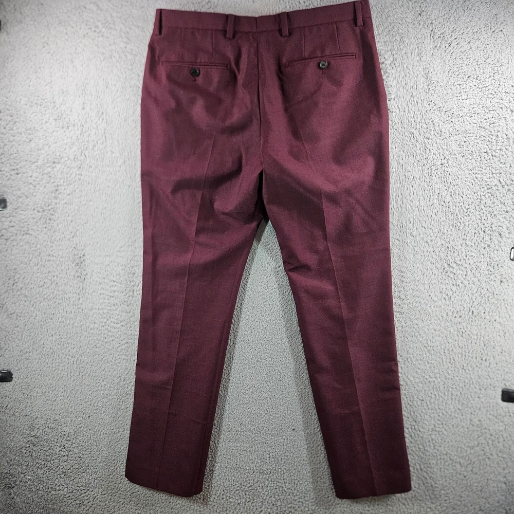 Next Tailoring Mens Burgundy Wool Rich Blend Dress Pants 34x31 - Picture 6 of 11
